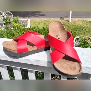 Birkenstock Betula Daytona criss cross red Sandals Tan Sz 37 / 6